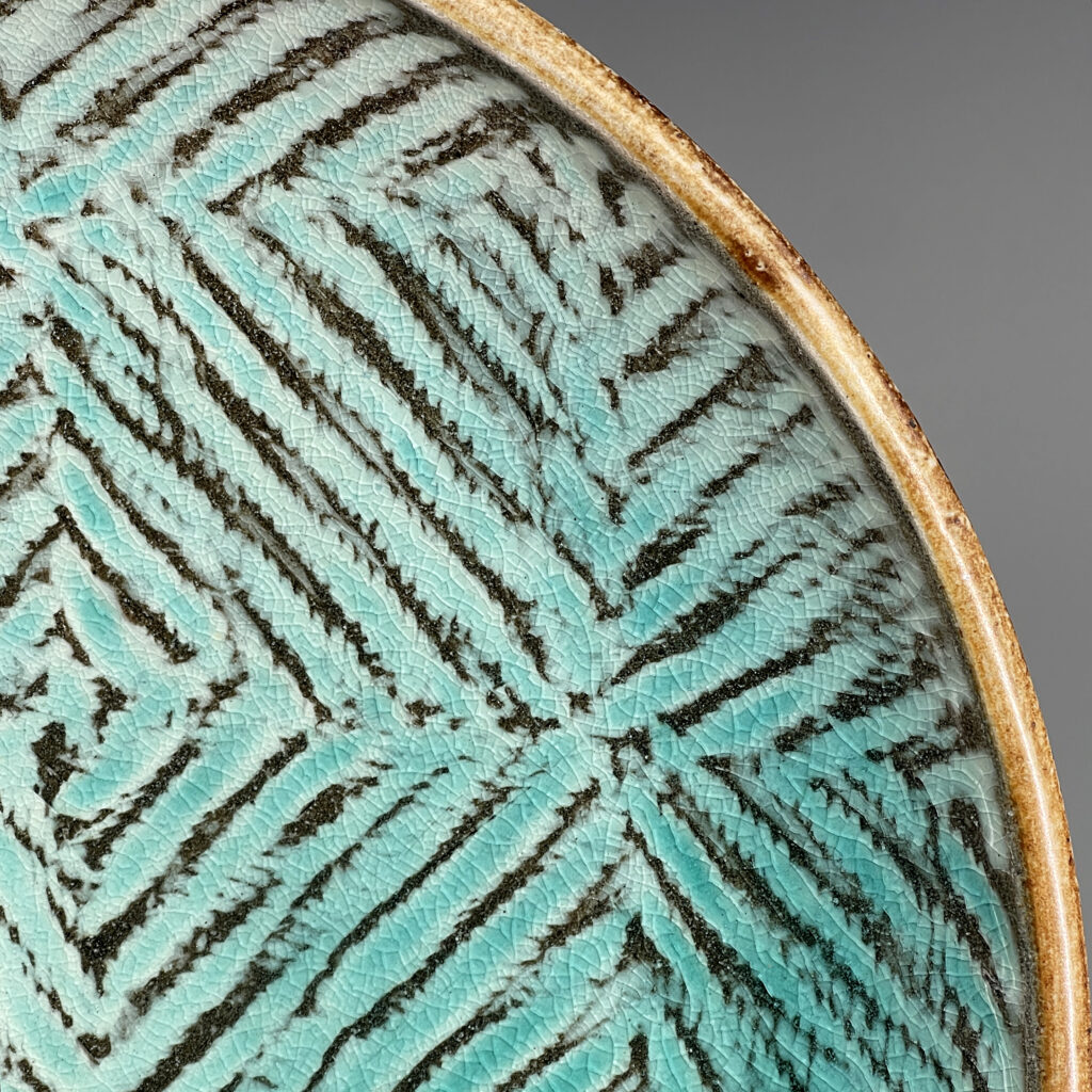 Shapiro green quilt platter rim detail Mark
