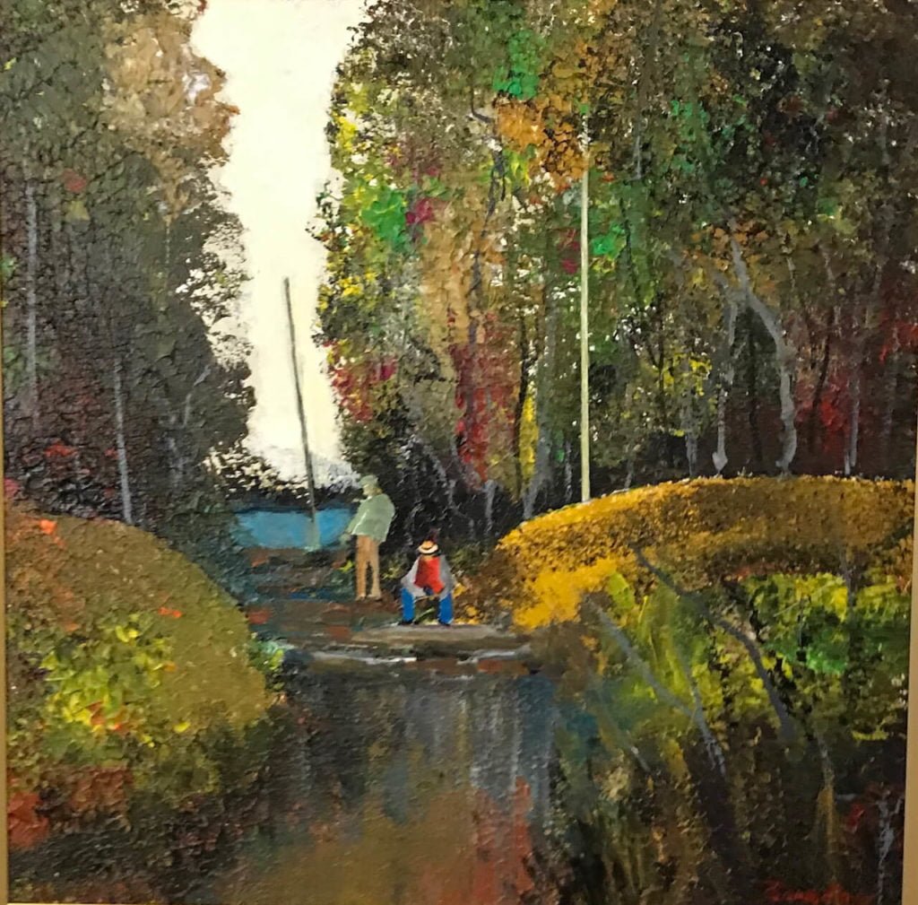 In The Woods by Alan Braley-12x12 mixed media