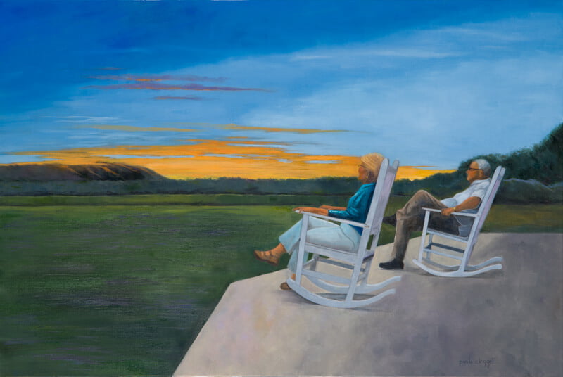 Sunset, Paula Cleggett, Oil, 36_x24_, $375 - Paula Cleggett