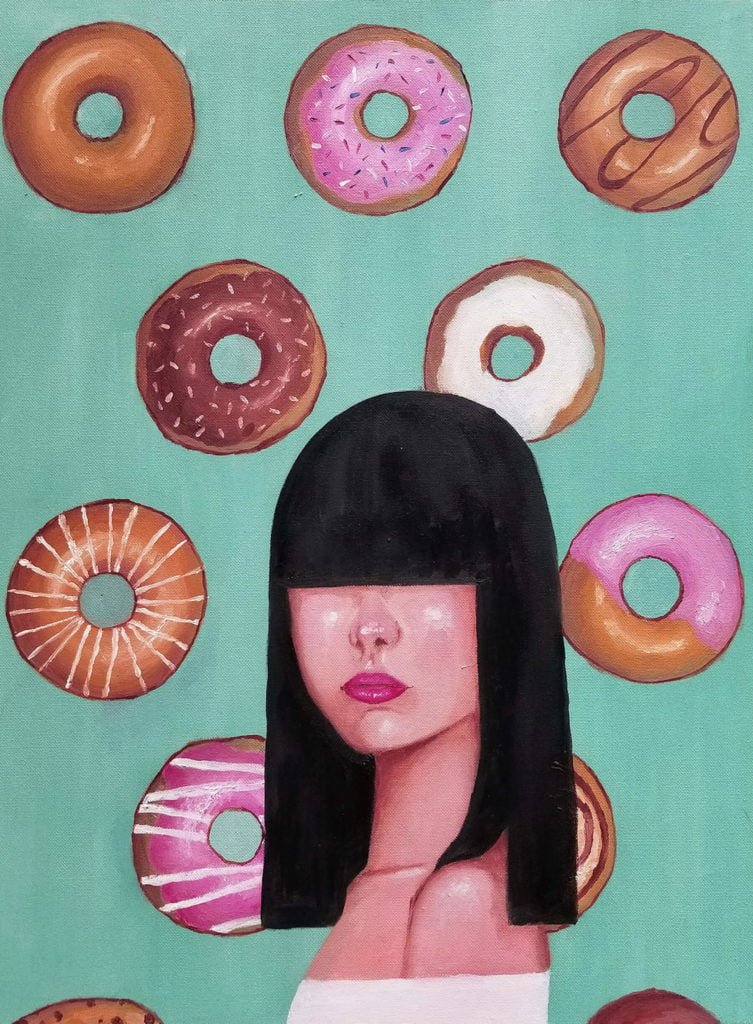 donuts, Khanh Nguyen, oil, 24 x 18, 5000 - Kay Nguyen
