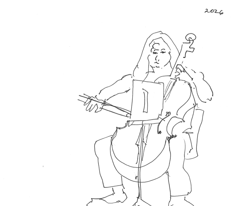 Sketch made by Carol Morgan of Oleg Rylako and Danielle Cho
